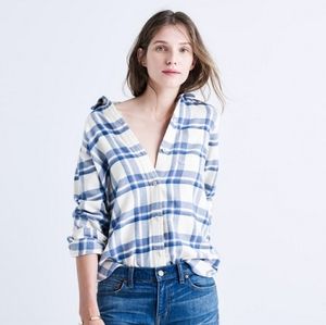 Madewell Classic Ex Boyfriend Blue Flannel Top